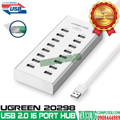 Hub USB 2.0 16 Cổng Hỗ Trợ Nguồn 12V 4A Cao Cấp Ugreen 20298