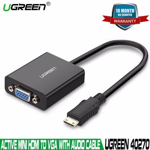 Cáp chuyển Mini HDMI Sang VGA Màn Hình, Máy Chiếu FullHD Ugreen 40270