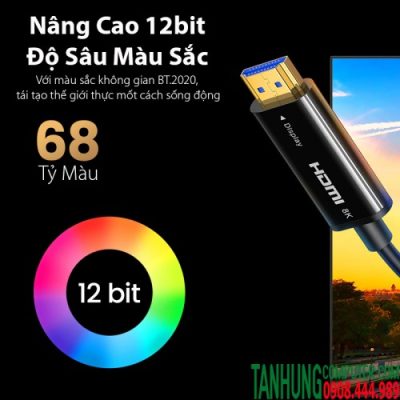 Cáp HDMI 2.1 Sợi Quang Ugreen 50500 Dài 50M Hỗ Trợ 8K@60Hz HDR, EARC Cao Cấp