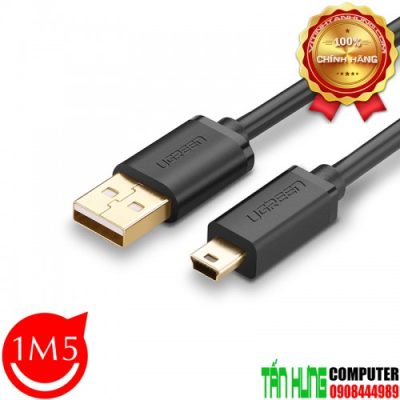 Cáp Mini USB to USB 2.0 Ugreen 10385 mạ vàng dài 1,5m chính hãng