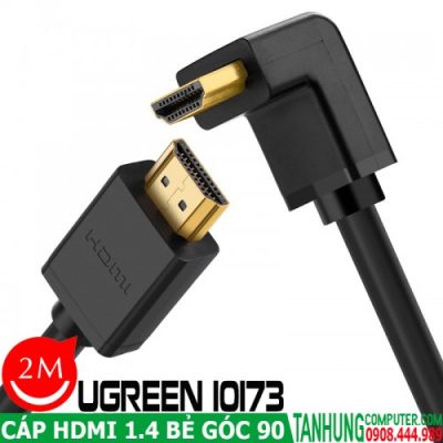 Cáp HDMI 1.4 Dài 2M Đầu Bẻ Góc Vuông Cao Cấp Ugreen 10173 (Bẻ Xuống)