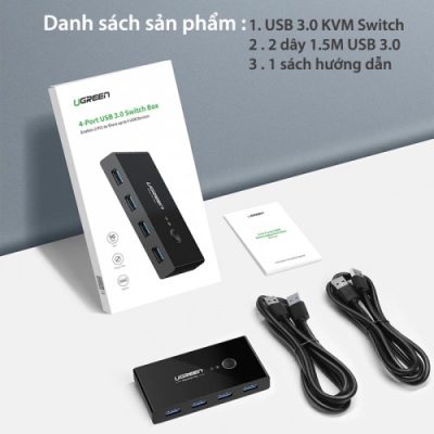 Thiết Bị Chia Sẻ 4 Cổng USB 3.0 Cho 2 Máy Tính Cao Cấp  Chính Hãng Ugreen 30768