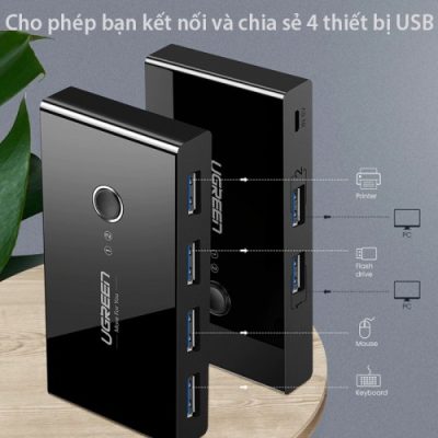 Thiết Bị Chia Sẻ 4 Cổng USB 3.0 Cho 2 Máy Tính Cao Cấp  Chính Hãng Ugreen 30768