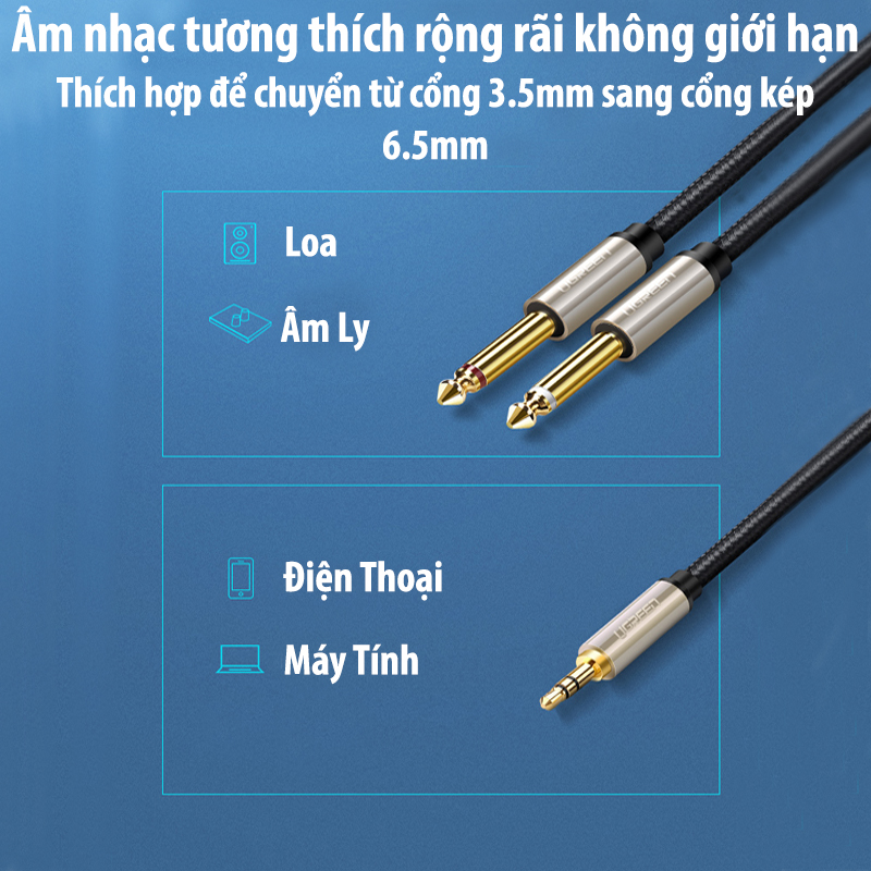 day-audio-3-5mm-ra-2-dau-6-5mm-dai-2m-ma-vang-cao-cap-ugreen-40792
