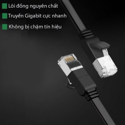 Dây Patch Cord Ugreen 50187 Cat6 5M-Gigabit 24AWG Flat,Đầu kim loại