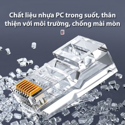 Đầu bấm mạng RJ45 Cat6 cao cấp Ugreen 60558 (Hộp 100 cái)