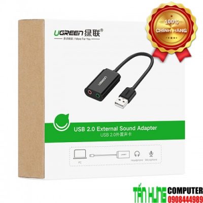 USB Sound Card UGREEN 30724 3.5mm Headphone và Microphone Jack (black)