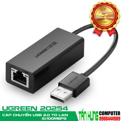 Cáp chuyển đổi USB 2.0 sang Lan RJ45 100Mbps Cao cấp Ugreen 20254