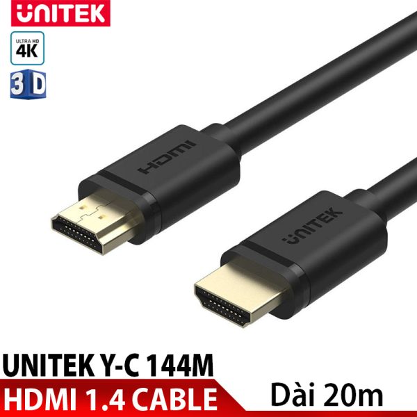 Cáp HDMI UNITEK Y-C 144M dài 20met (4k Ultra HD1.4v & 3D) Chính Hãng