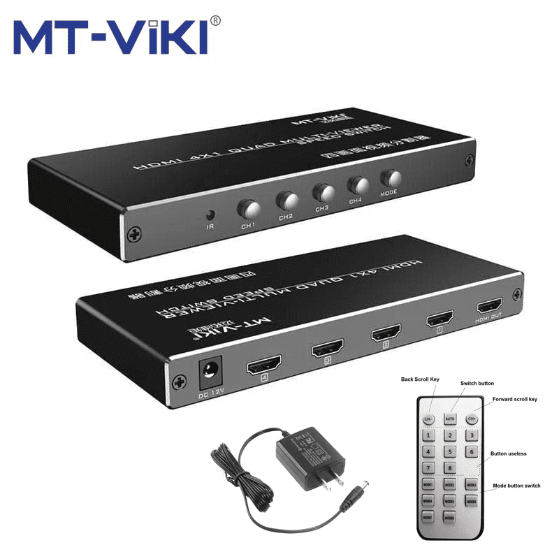 Bộ ghép màn hình HDMI Multi-viewer 4 vào 1 ra 1080P@60Hz MT-Viki MT-SW041-B