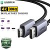 Cáp chuyển đổi Displayport to HDMI dài 3M Ugreen 35843 DP125 hỗ trợ 4K30Hz, 2K60Hz, 1080p120Hz