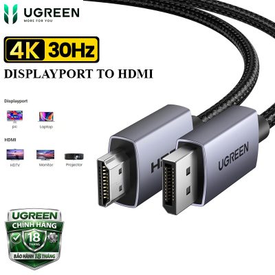 Cáp chuyển đổi Displayport to HDMI dài 1M5 Ugreen 35841 DP125 hỗ trợ 4K30Hz, 2K60Hz, 1080p120Hz