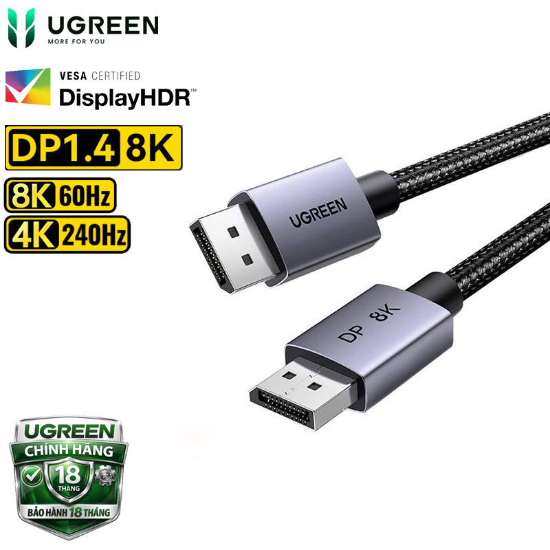 Cáp Displayport to Displayport 1.4 dài 3M 8K@120Hz 4K@240Hz HDR Ugreen 25906 DP120