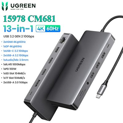Docking Station Revodok Pro 13 in 1 Ugreen 15978 CM681, Output HDMI, DP, USB, LAN, SD/TF, PD100W