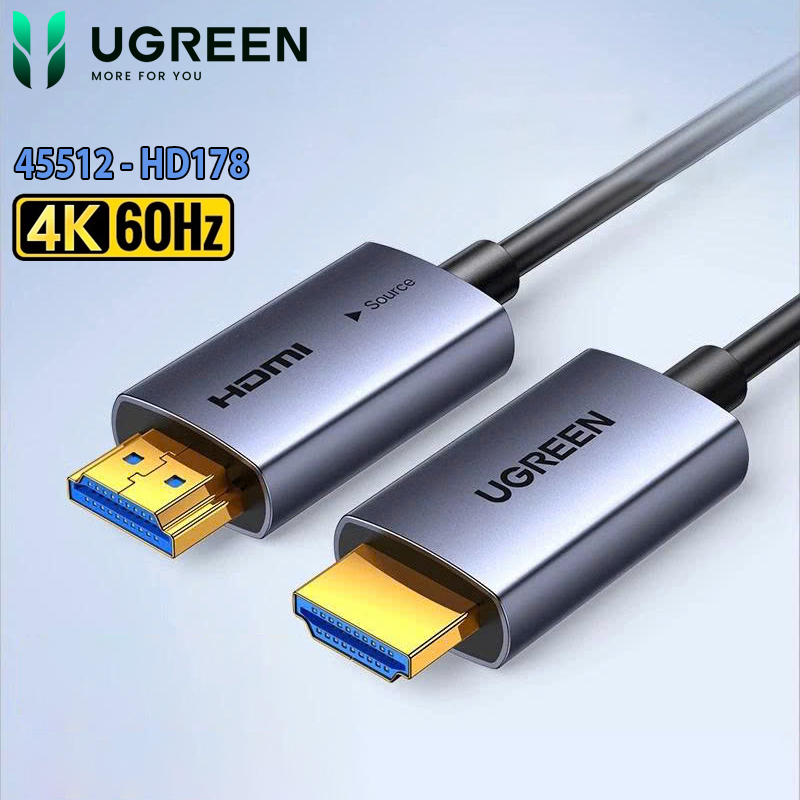 Cáp HDMI 2.0 Sợi Quang AOC 100M Ugreen 45512 HD178 – Hỗ Trợ 4K@60Hz, Truyền Tín Hiệu Ổn Định
