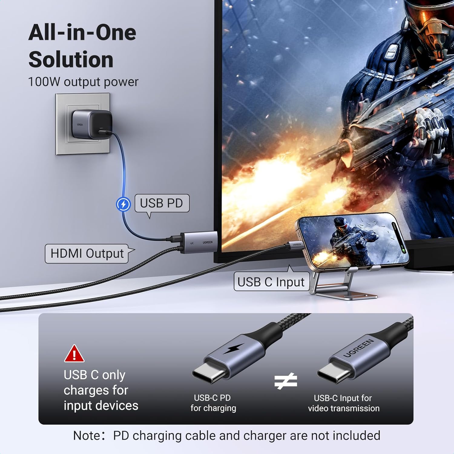 Cap Chuyen Doi Usb C To Hdmi 4k60hz Ho Tro Sac Pd 100w Dai 2m Ugreen 55330 Cm675 (7)