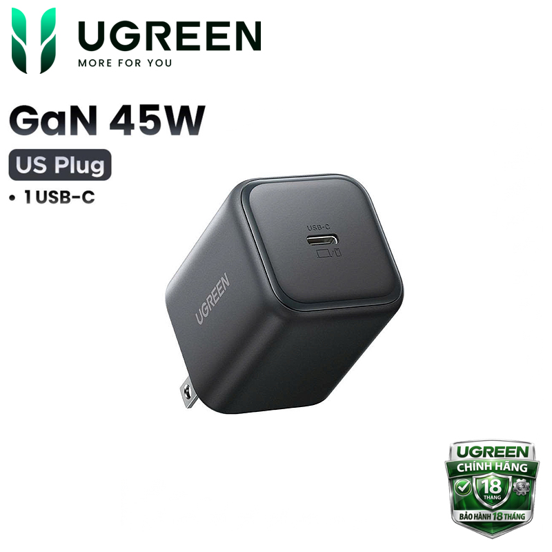 Củ Sạc Nhanh GaN 45W UGREEN 65050B X524, USB-C PD 3.0 PPS – Nhỏ Gọn, Sạc Siêu Nhanh, An Toàn