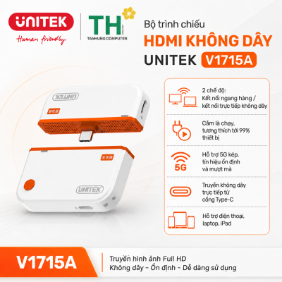 Bộ trình chiếu USB-C sang HDMI không dây UNITEK V1715A FullHD 1080P@60Hz