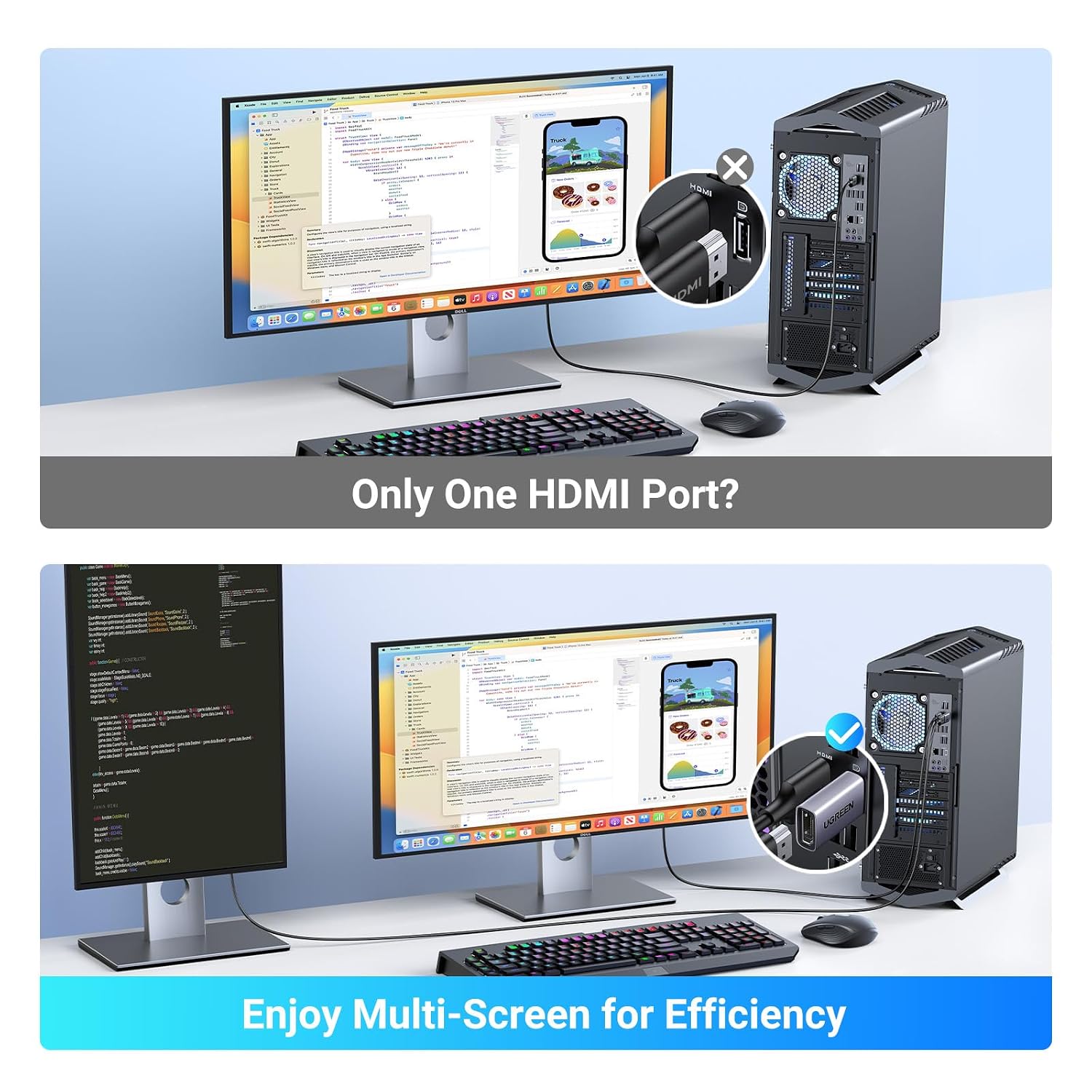 Bo 2 Dau Chuyen Displayport Sang Hdmi Ugreen 55935 Dp130 Ho Tro 4k30hz (6)