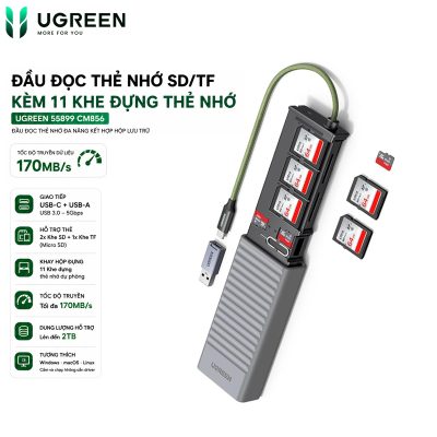 Hộp Đựng Thẻ Nhớ Kiêm Đầu Đọc Thẻ Đa Năng UGREEN 55899 CM856 USB-C / USB-A Tốc Độ 5Gbps